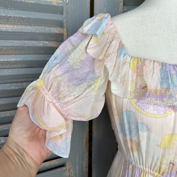 Ba&sh Noma On/Off Shoulder Maxi Dress Nude Sz 4 NWOT - Picture 5 of 16